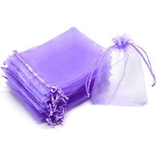 Bezall 50pcs Purple Organza Tasker med Drawstring 3,5x4,5 tommer ren bryllupsfest favoriserer poser smykker slik poser festival gaveposer