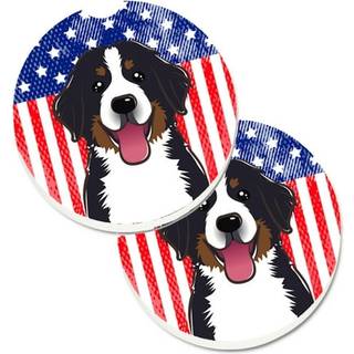 """" Caroline's Treasures American Flag & Bernese Mountain Dog Set med 2 Cup Holder Car Coasters BB2167Carc 2.56 Multicolor """"
