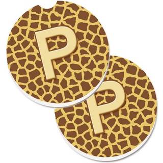 """" Caroline's Treasures Monogram Initial P Giraffe Sæt med 2 Cup Holder Car Coasters CJ1025-PCARC 2.56 Multicolor """"