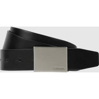 Leather Plaque Belt - Black - 110 cm