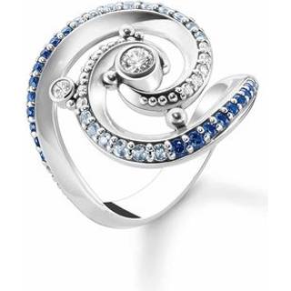 Thomas Sabo TR2381-644-1 Silberring für Damen Welle mit Blauen Steinen
