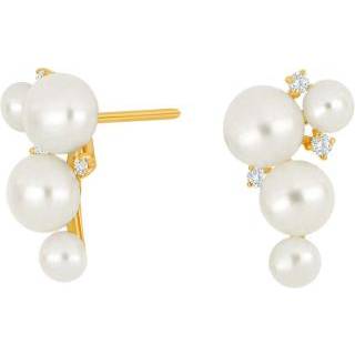 Siersbøl ørestikker i 14 karat guld med perle og diamant diamant