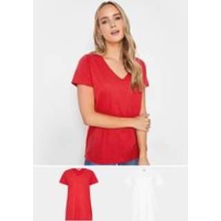 Lts Tall 2 Pack Red & White Vneck Tshirts 14 Lts | Tall Women's Basic Tops