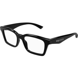 Alexander McQueen Unisex AM0476O 001 Optiske stel Acetat Sort Transparent Firkantet