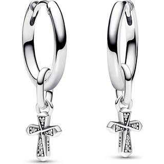 Pandora 68328 Damen Schmuck-Set Creolen Funkelndes Kreuz Silber