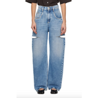 Maison Margiela Cutout high-rise wide-leg jeans - blue - XS