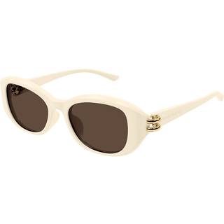 Alexander McQueen Kvinde AM0470SA 004 Solbriller Acetat Elfenben Brun Rund