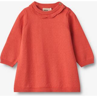 Wheat GOTS Nannie Strikket Baby-kjole Candy Red 68 cm  Rød  68 cm  kvinde