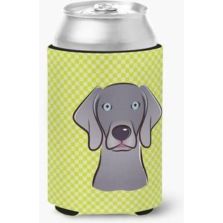 Checkerboard Lime Green Weimaraner kan eller flaske Hugger BB1293cc