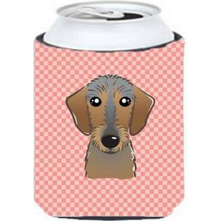 Checkerboard Pink Wirehaired Dachshund Can eller flaske Hugger BB1233cc