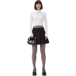 Light Twill Pleated Mini Skirt F9710 Black