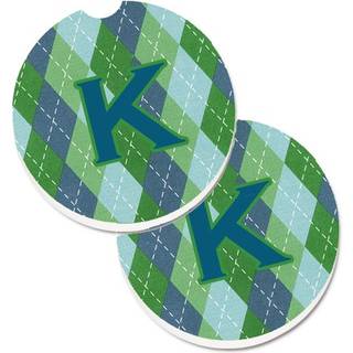 """" Caroline's Treasures Monogram - Initial K Blue Argoyle Sæt med 2 Cup Holder Car Coasters CJ1020 -Kcarc 2.56 Multicolor """"