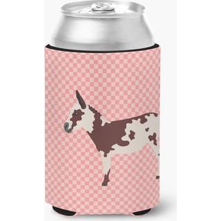 """" Caroline's Treasures American Spotted Donkey Pink Check Decorative Can Hugger Multicolor """"