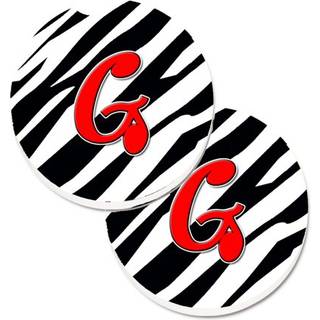 """" Caroline's Treasures Monogram Initial G Zebra Red Sæt med 2 Cup Holder Car Coasters CJ1024-GCARC 2.56 Multicolor """"