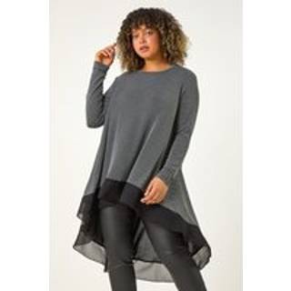 Roman Roman Curve Glitter Chiffon Hem Tunika Top