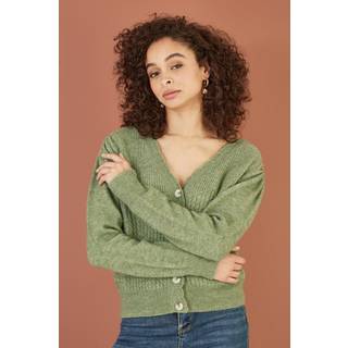 Yumi Yumi Green Twist Knit Button Up Cardigan