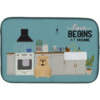 """" Caroline's Treasures CK7828DDM Fawn English Bulldog Kitchen Scene Dish-Drying-Mats 14 X 21 Multicolor """"