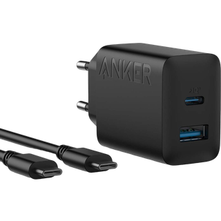 ANKER USB-C Oplader med 2 porte, 1xUSB-C og 1xUSB-A, 20W Hurtigopladning med 150 cm USB-kabel