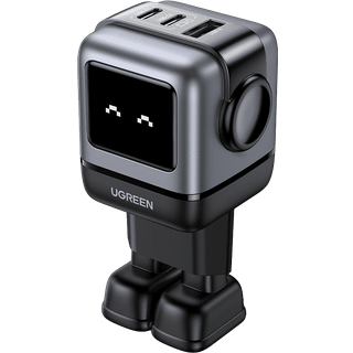 UGREEN Uno Robot GaN 65W Hurtig Oplader - 3 port - Lyserød/Blå