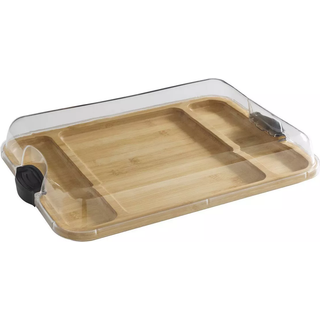Farberware Build-A-Board Cutting Board med tre rum og klart l?sel?g til charcuterie-snacks og mere Acacia