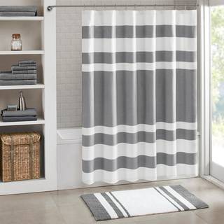 Madison Park Spa Waffle Broes Gardin Stowned Fabric Extra Long Premium Spa Quality Moderne bruseforhæng til badeværelse høje 72x84 kul