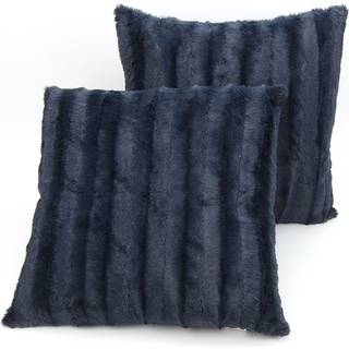 Cheer Collection faux pels kast puder - dekorative puder til sofa seng kaste puder bl? accent puder til sovev?relse eller stue ?stetisk s?t af 2