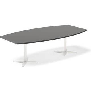 Konferencebord DNA, Antracit 2600x1200 mm bådformet, Hvid understel