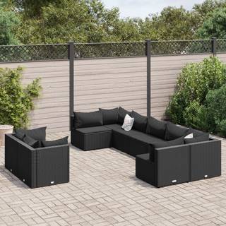 sofasæt til haven 9 dele med hynder polyrattan sort
