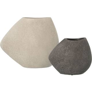 Sæt med 2 Vaser Alexandra House Living Hvid Grå Keramik
