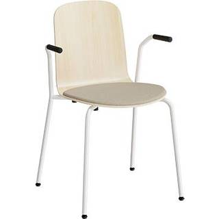Stol Add 5901 birk laminat, polstret sæde i beige tekstil, hvidt stel