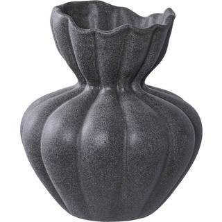 Vase i sort keramik, højde 19,4 cm.