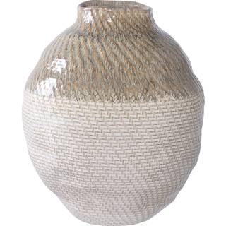 Vase i hvid og grøn keramik