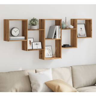 væghylde 159x18x66 cm konstrueret træ egetræsfarve