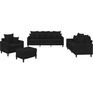 sofasæt 4 dele med hynder velour sort