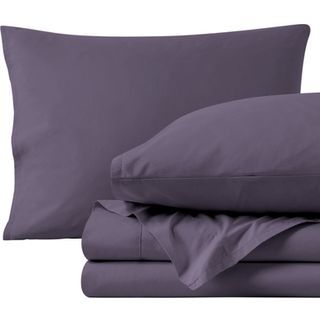 Bare Home 100 % ?kologisk bomuld dobbelt lagner s?t - Spr?d Percale v?vning - Let og ?ndbar - Senget?j Lagner og pudebetr?k (Twin Dusty Purple)