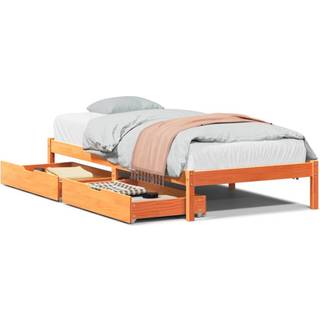 sengeramme uden madras 90x200 cm massivt fyrretræ gyldenbrun