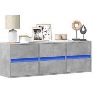 væghængt tv-bord med LED-lys 130x31x45 cm betongrå