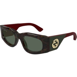 Gucci Kvinde GG1664S 002 Solbriller Acetat Havana Grøn Firkantet