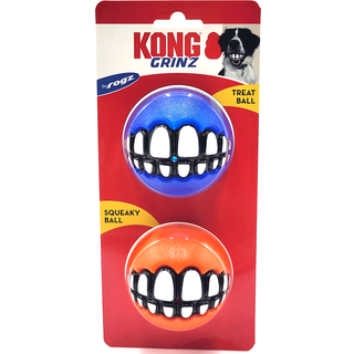 KONG Grinz by Rogz Variety Packs - Holdbare hoppebolde med Grinz-tnder (stor 2-pak)