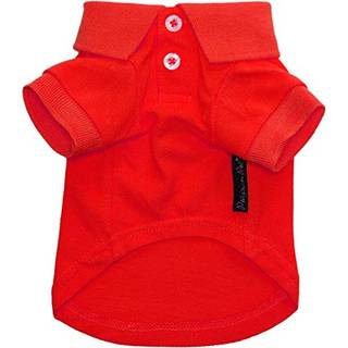 Parisian Pet Polo Shirts - ndbar bomuldsskjorter til hunde - Ensfarvet rd sommerpullover - Button Up Halsbnd til mellemstore hunde