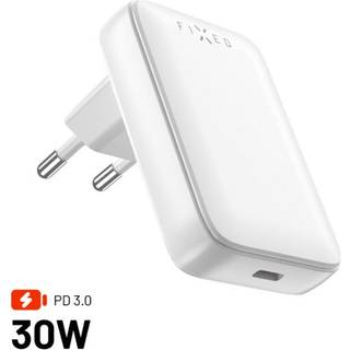 FIXED Slim 30W USB-C - GaN-oplader - 90 grader - Hvid