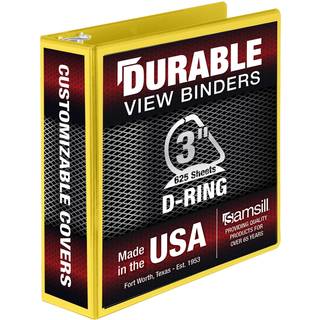 Samsill holdbar 3 tommer bindemiddel fremstillet i USA D Ring Binder, der kan tilpasses Clear View Binder Yellow Holder 625 sider
