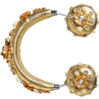 Dolce & Gabbana Gold Leather Floral Crystal Angel Headset Headphones