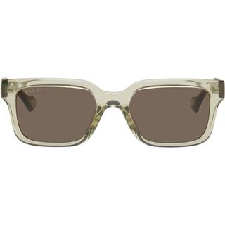 Gucci Mand GG1732SK 003 Solbriller Injiceret Grøn Brun Firkantet