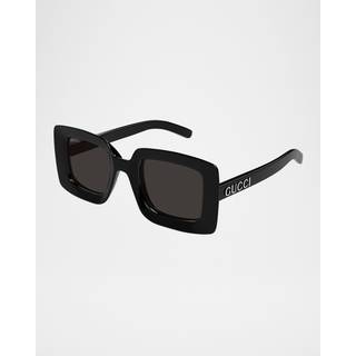 Gucci Kvinde GG1718S 001 Solbriller Injiceret Sort Grå Firkantet