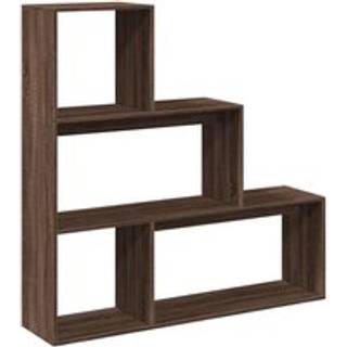 bogreol/rumdeler 123x29x123cm 3niveauer konstrueret træ brun eg