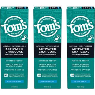 Toms of Maine Natural Activated Charcoal Tandpasta med Fluor Pebermynte 4,0 Oz (pakke med 3)