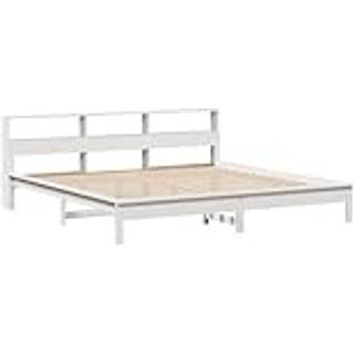 Seng Med Reol Uden Madras Massivt Fyrretræ - Hvid / 180 x 200 cm