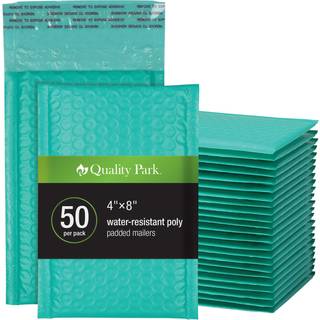 Kvalitet Park Bubble Mailers 4 x 8 Forsendelseskonvolutter Selvforsegling Lille teal polstrede konvolutter Redi-strip skr?l af lukning 50 pr. Bok