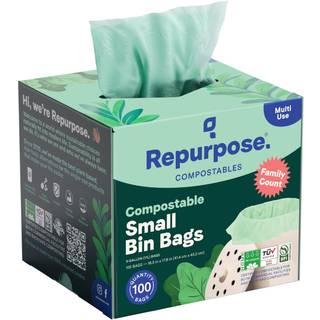 Repurpose 3 gallon komposterbar lille skraldespandsposer 100 poser BPI-certificeret lækagesikre FDA-godkendt genanvendelig emballage